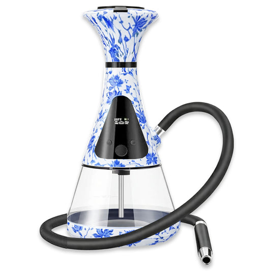 HOOKAHTRON Electric Hookah - Works with Any Flavor (Blue & White)